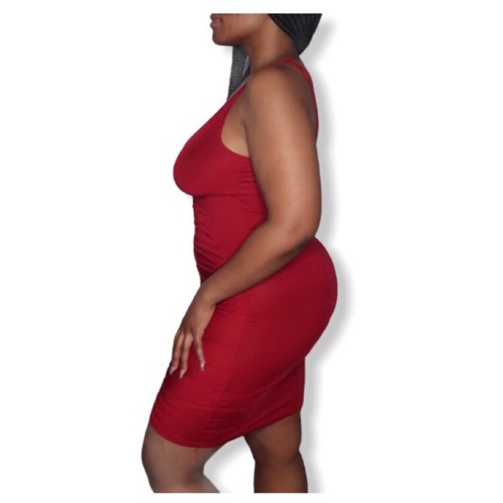 Fashion Nova Burgundy Ruched Dress - Picture 3 of 9